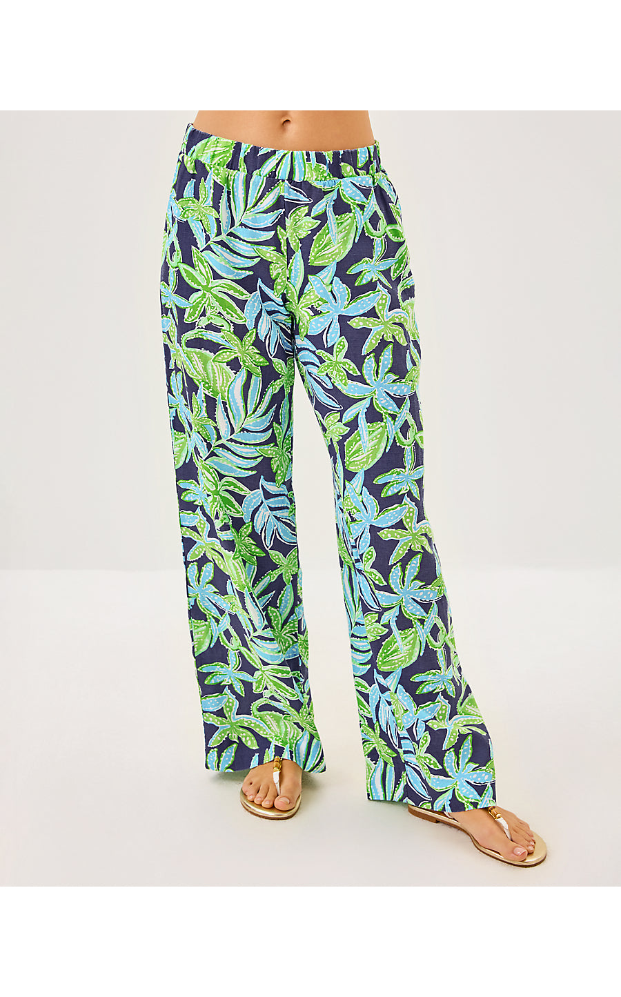 Daylen Linen Palazzo Pants - Tropical Tango