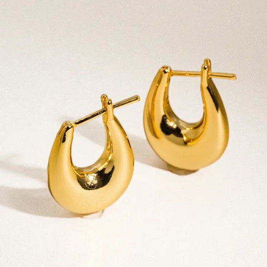 Quinn Classic Droplet Hoop Earrings - Yellow Gold