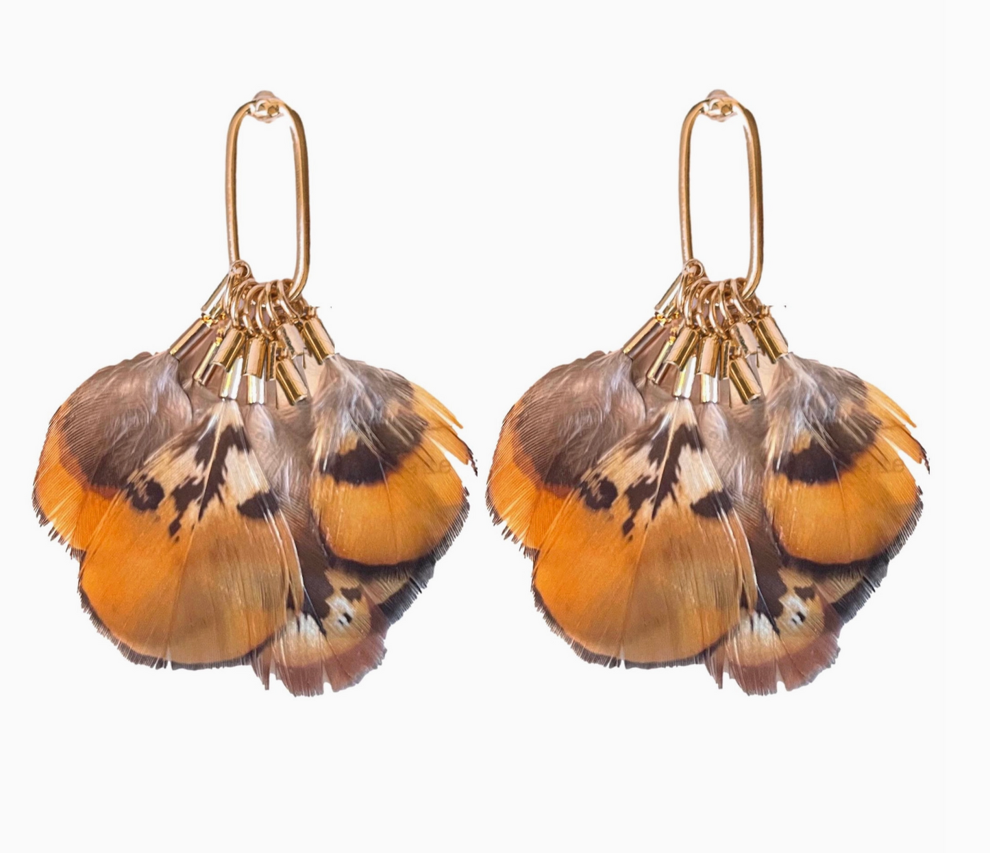 Quail Feather Fall Statement Tassel Earrings