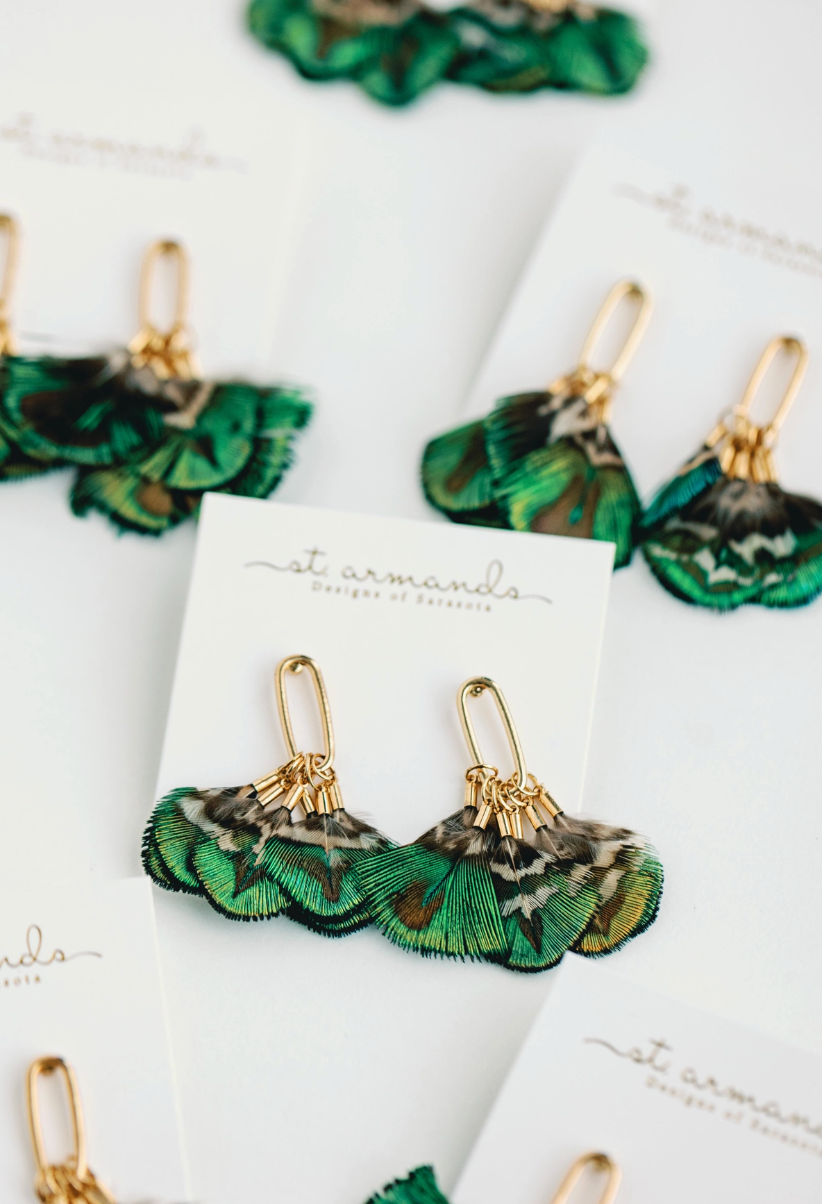 Mallard Fall Feather Tassel Statement Earrings