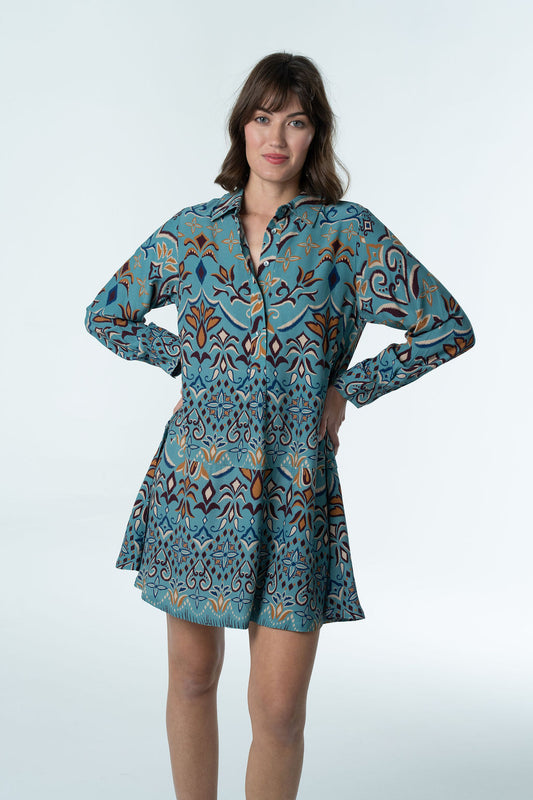 Margot Mini Dress - Dusty Teal